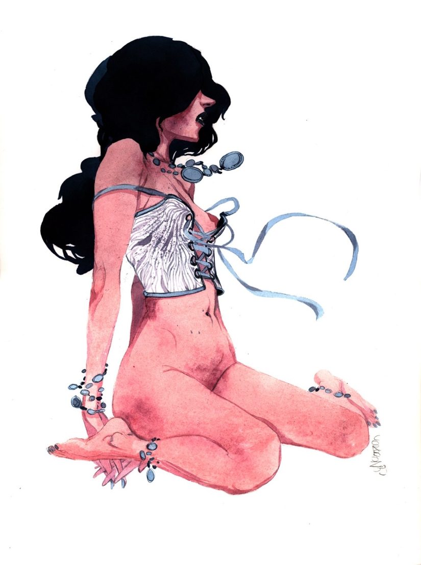 Sexy French women in watercolors by artist Yannick Corbeau Sexy French women in watercolors by artist Yannick Corbeau