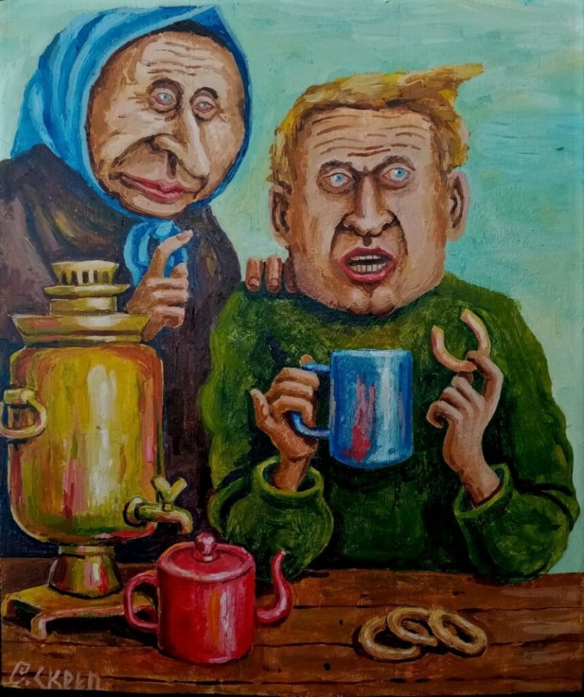 Sharp satire in the caricature paintings of Semyon Skrepetsky