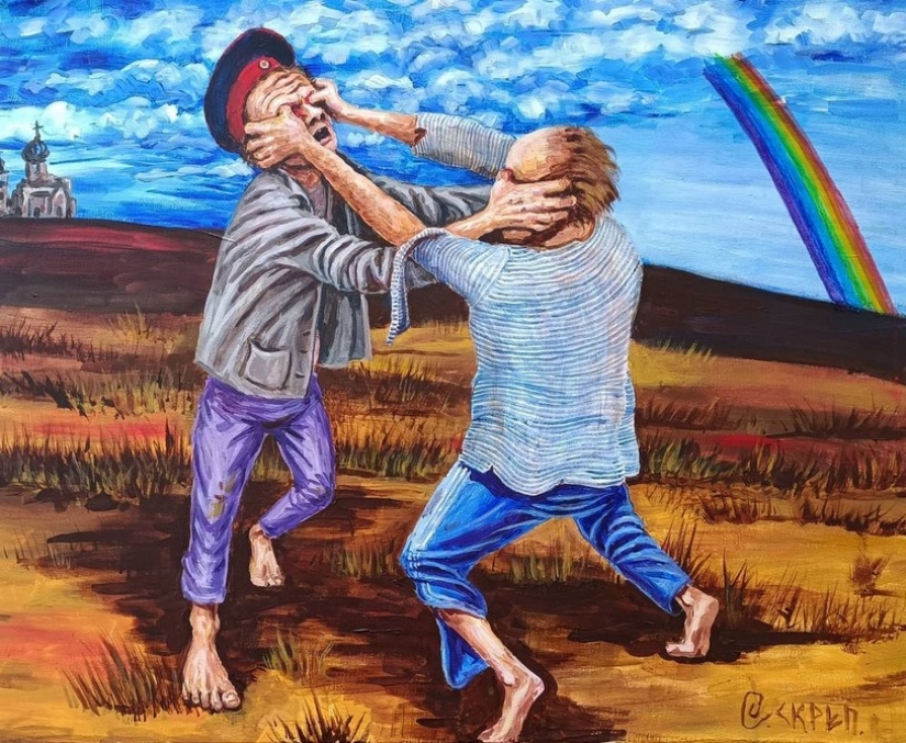 Sharp satire in the caricature paintings of Semyon Skrepetsky