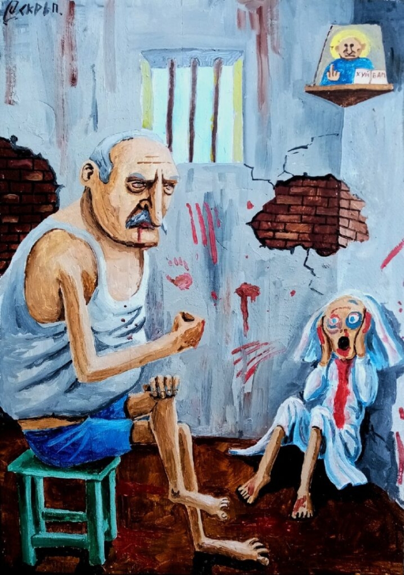 Sátira aguda en las pinturas caricaturescas de Semión Skrepetsky