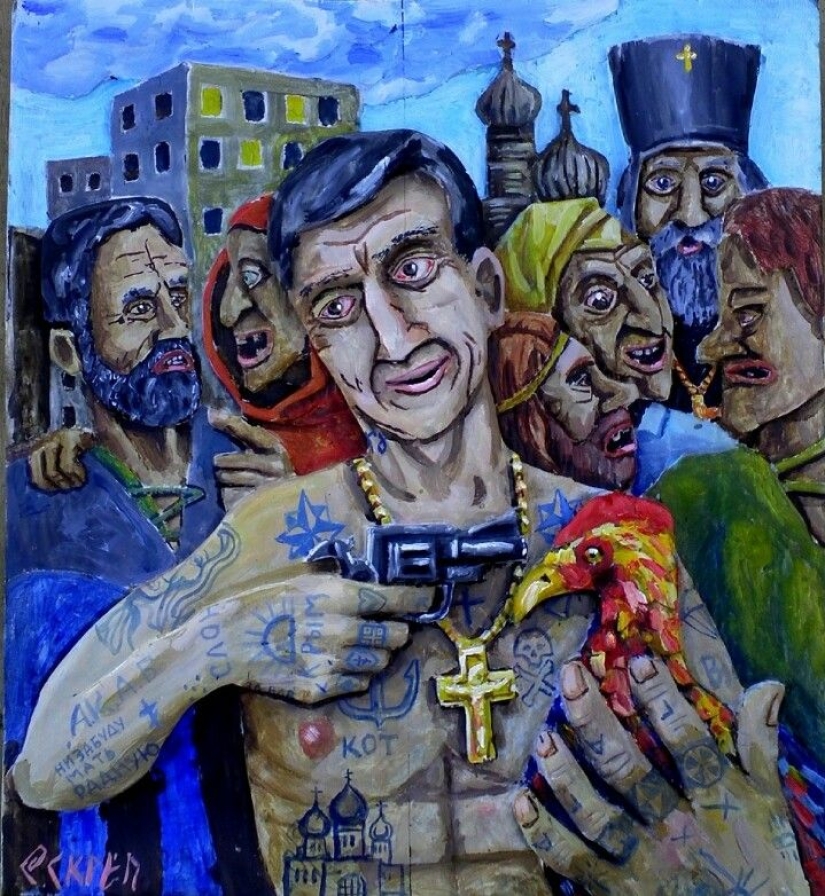 Sátira aguda en las pinturas caricaturescas de Semión Skrepetsky