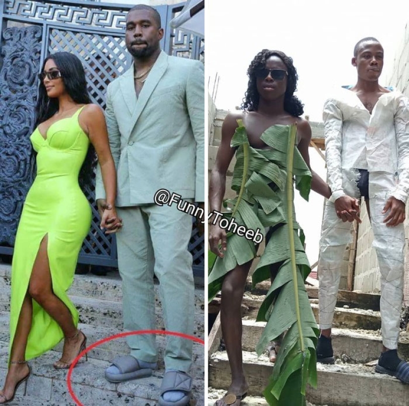 Take it off immediately! A guy from Africa copies the ridiculous outfits of the stars with the help of improvised materials