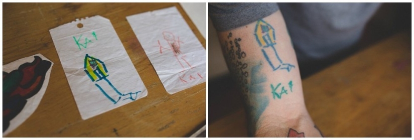 Tatuajes basados en bocetos de hijo Tatuajes basados en bocetos de hijo