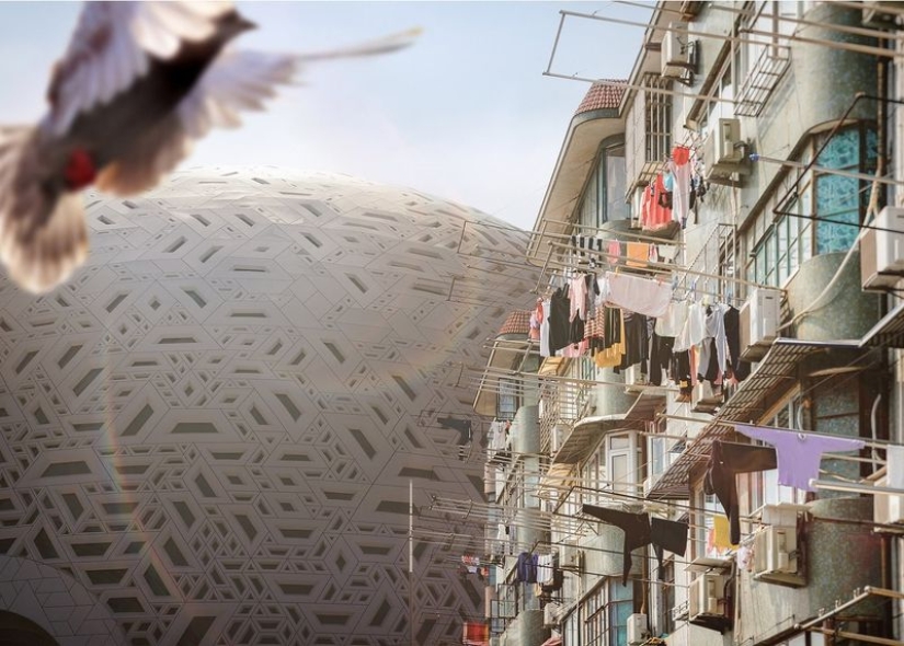 Teatro en China, realizado en forma de rompecabezas tradicional Teatro en China, realizado en forma de rompecabezas tradicional