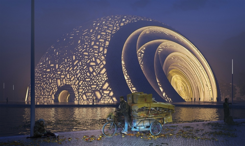 Teatro en China, realizado en forma de rompecabezas tradicional Teatro en China, realizado en forma de rompecabezas tradicional