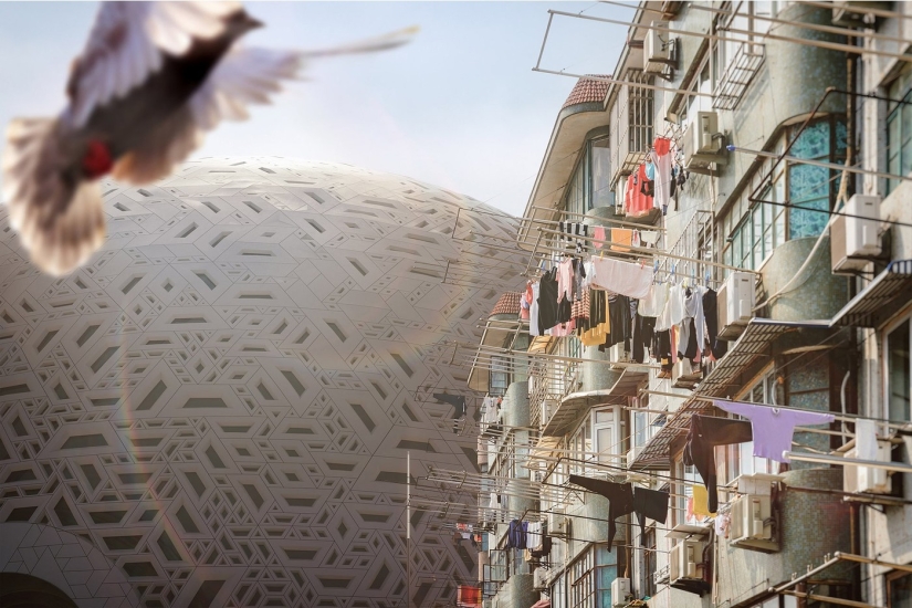 Teatro en China, realizado en forma de rompecabezas tradicional Teatro en China, realizado en forma de rompecabezas tradicional