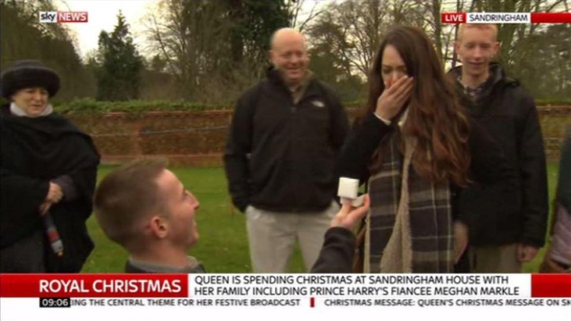 The American took advantage of the live broadcast of the royal family to propose to the girl The American took advantage of the live broadcast of the royal family to propose to the girl