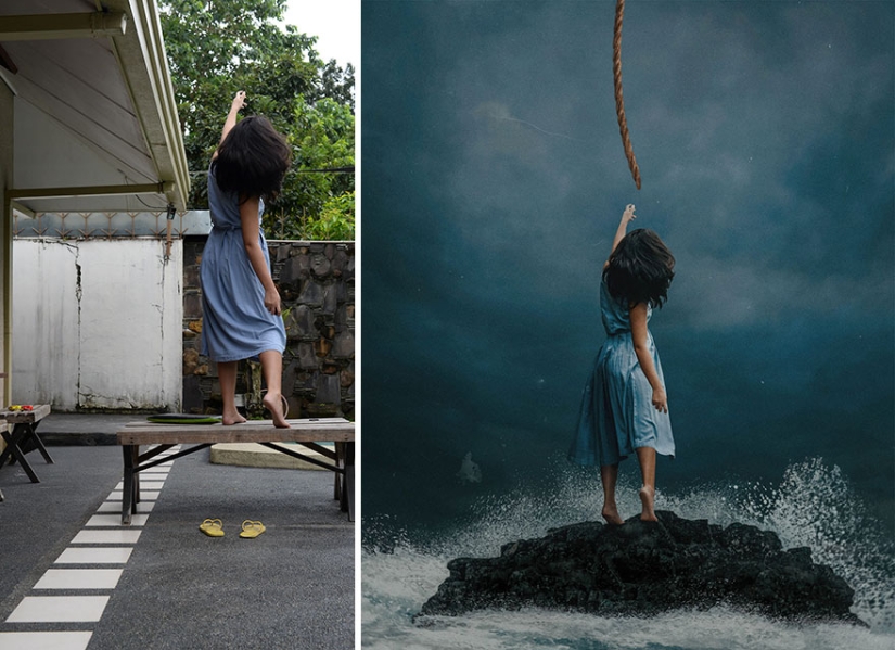 The artist creates fabulous worlds from photos of her backyard, and it's magical