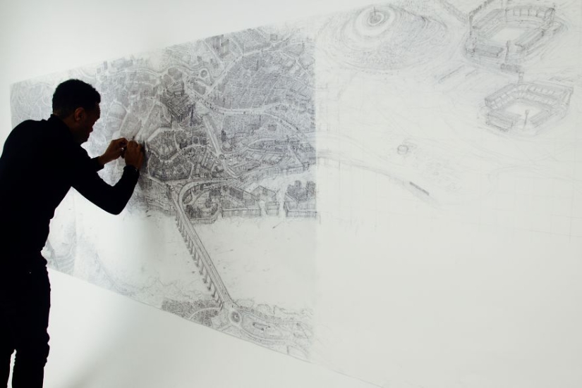The artist decided to draw all 69 cities of the UK by hand, and it may take 17 years