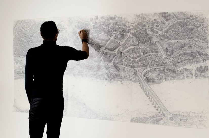 The artist decided to draw all 69 cities of the UK by hand, and it may take 17 years