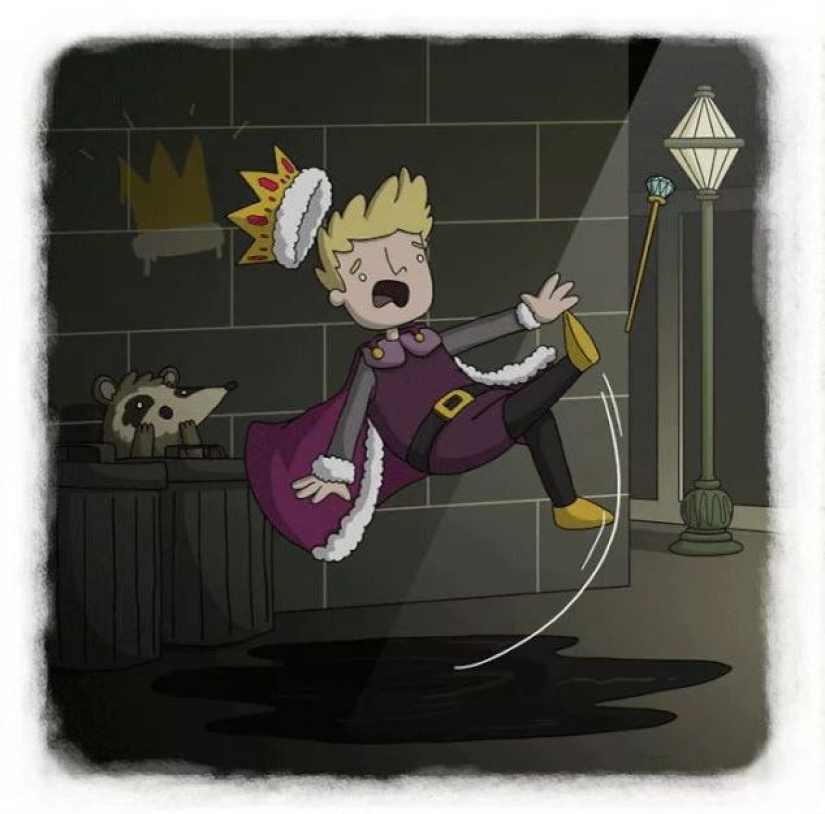 The artist made funny cartoons of proverbs from all over the world, and that's what came out of it