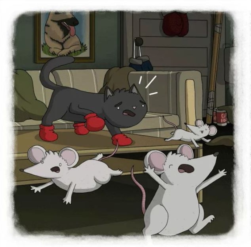 The artist made funny cartoons of proverbs from all over the world, and that's what came out of it