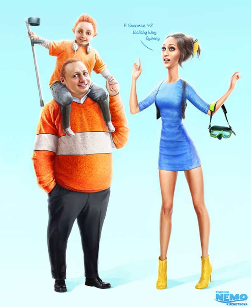 The artist sees it this way: illustrators have come up with what cartoon characters would look like, being people