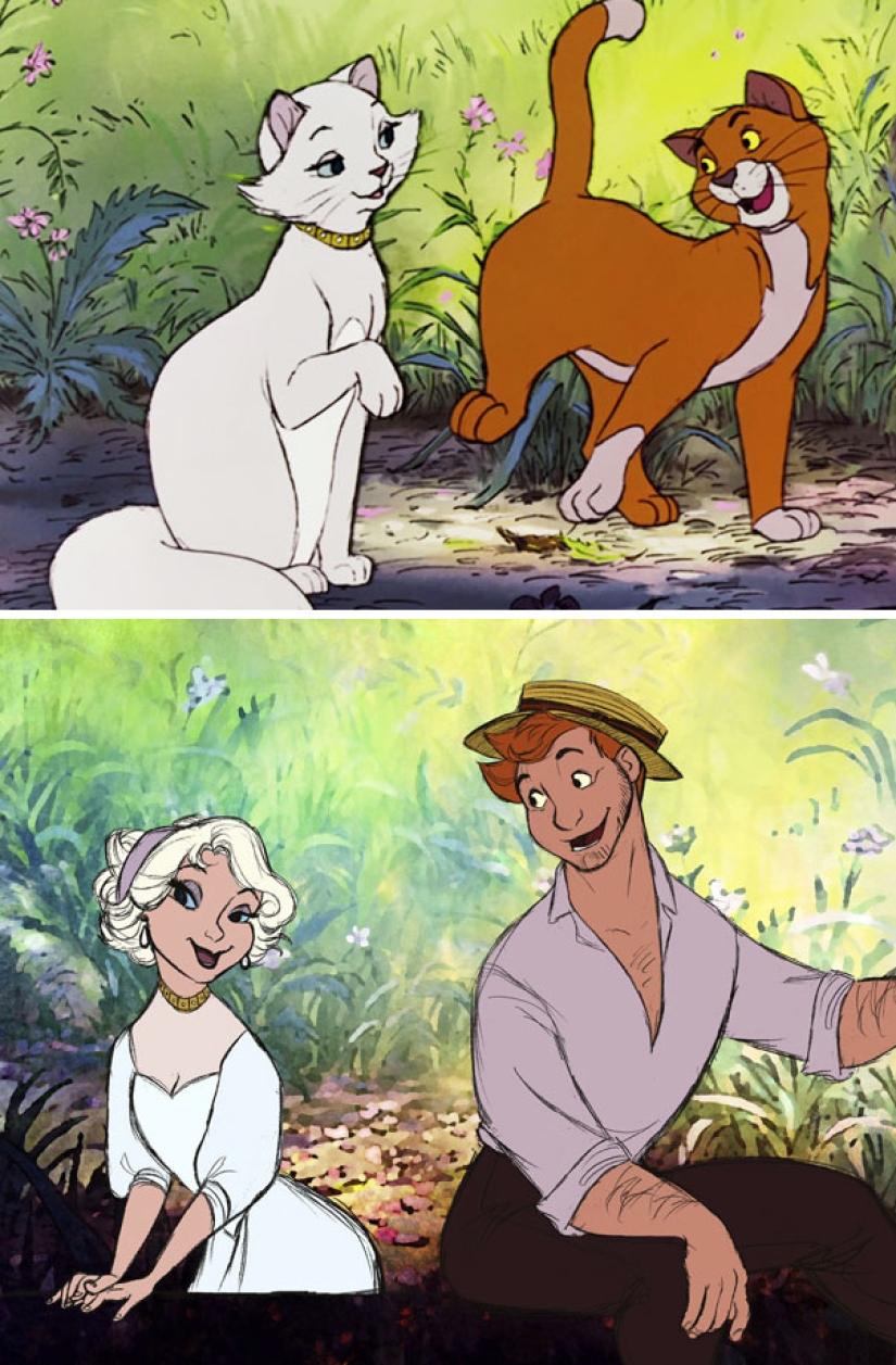 The artist sees it this way: illustrators have come up with what cartoon characters would look like, being people