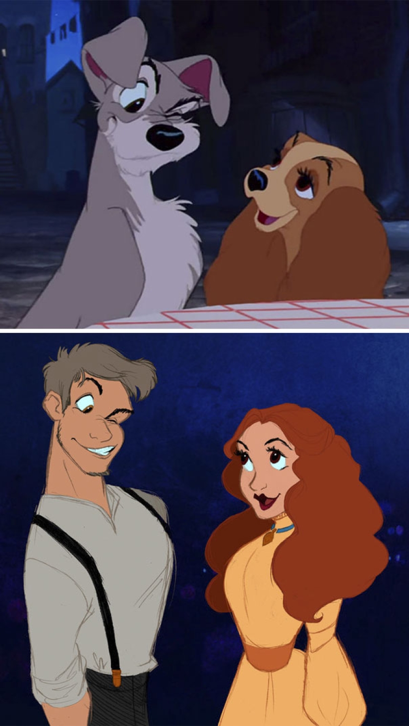 The artist sees it this way: illustrators have come up with what cartoon characters would look like, being people