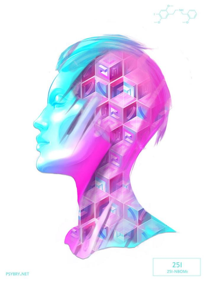 The artist took 20 different drugs to demonstrate the effects of drugs on the human brain