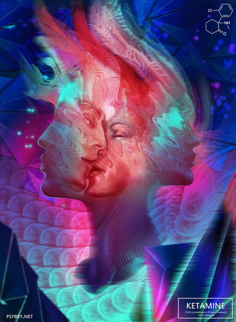 The artist took 20 different drugs to demonstrate the effects of drugs on the human brain