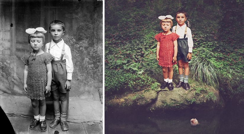 The artist turns vintage photographs into mind-blowing illustrations