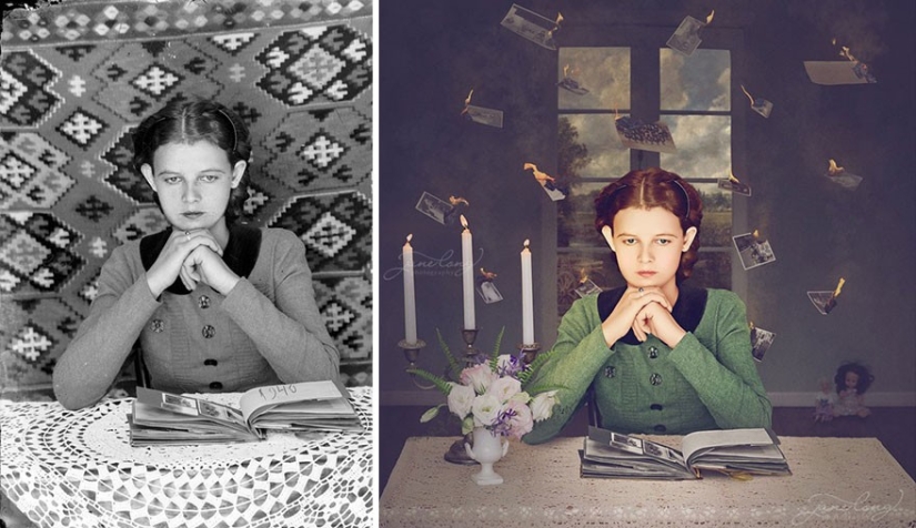 The artist turns vintage photographs into mind-blowing illustrations