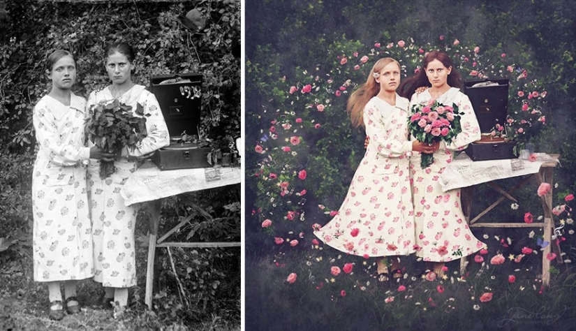 The artist turns vintage photographs into mind-blowing illustrations