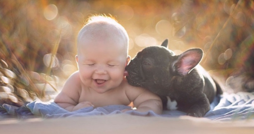 The baby and the puppy were born on the same day and now they think they are brothers The baby and the puppy were born on the same day and now they think they are brothers