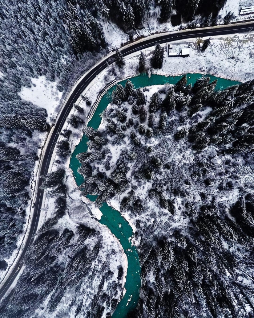 The beauty of the Carpathians from the height of bird flight