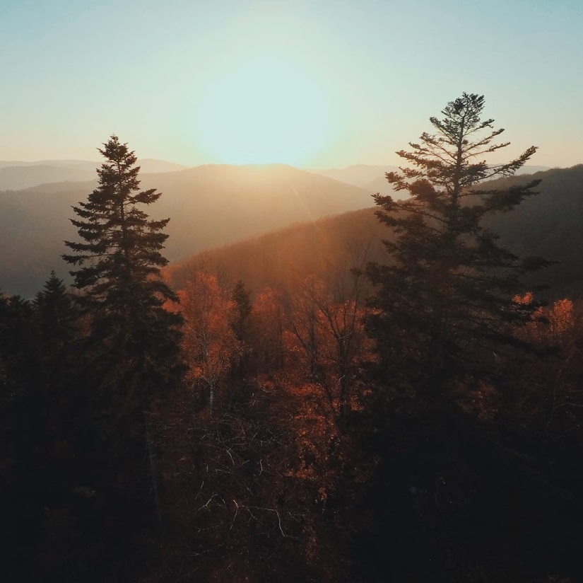 The beauty of the Carpathians from the height of bird flight