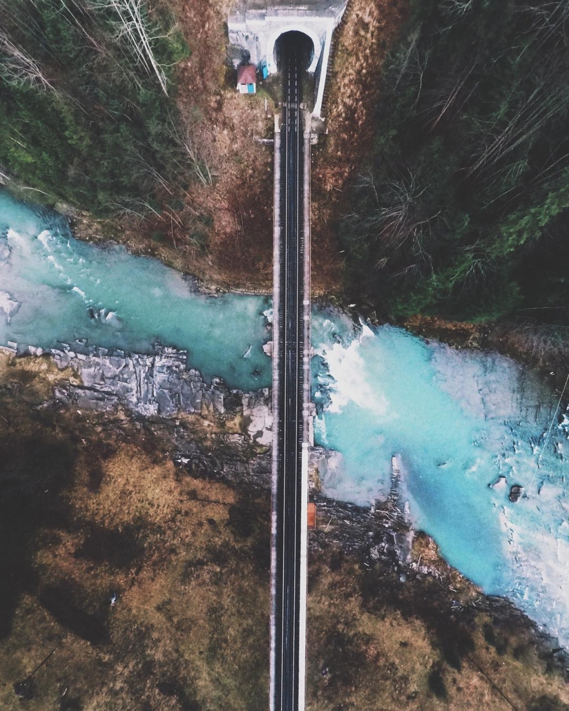 The beauty of the Carpathians from the height of bird flight