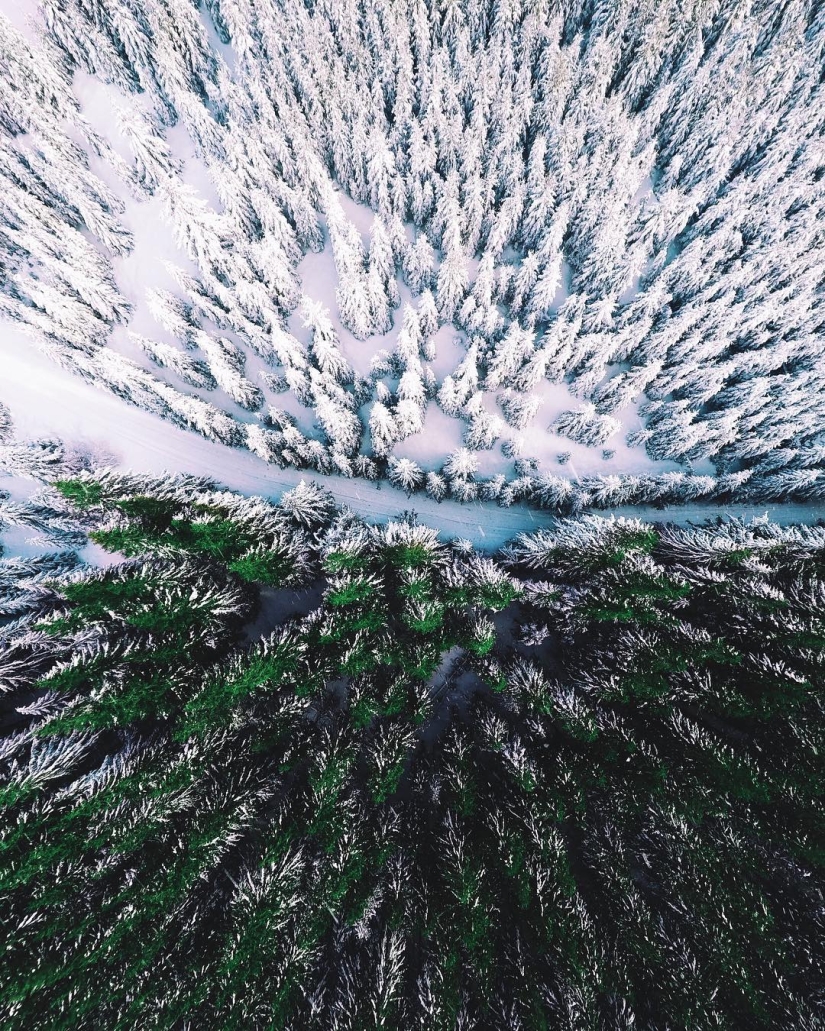 The beauty of the Carpathians from the height of bird flight