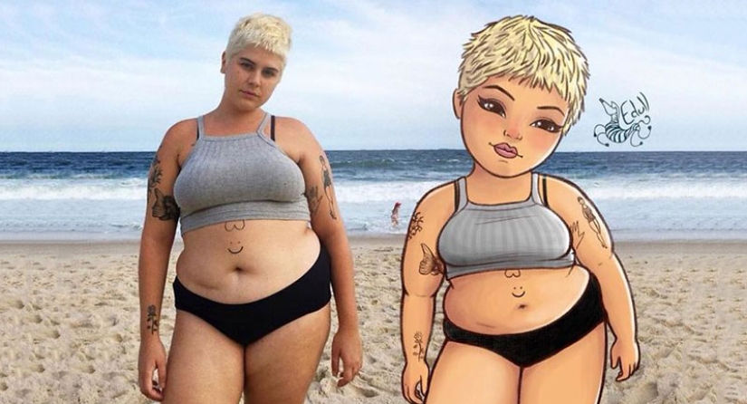The Brazilian turns curvy girls into sexy toons, calling everyone to a body positive