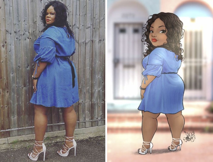 The Brazilian turns curvy girls into sexy toons, calling everyone to a body positive