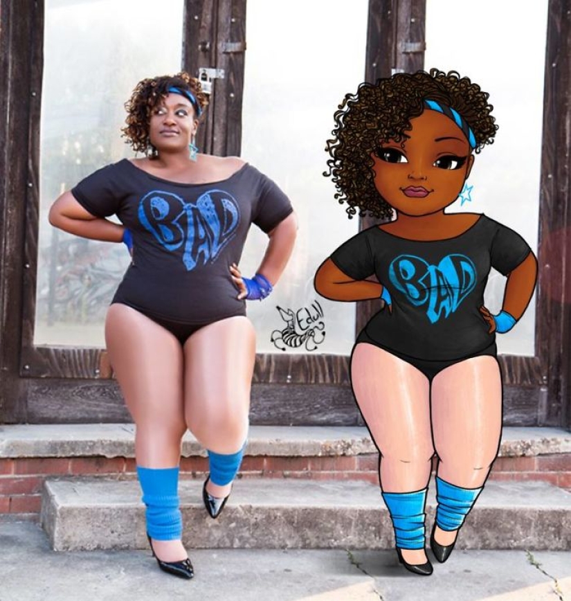 The Brazilian turns curvy girls into sexy toons, calling everyone to a body positive