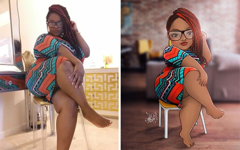 The Brazilian turns curvy girls into sexy toons, calling everyone to a body positive