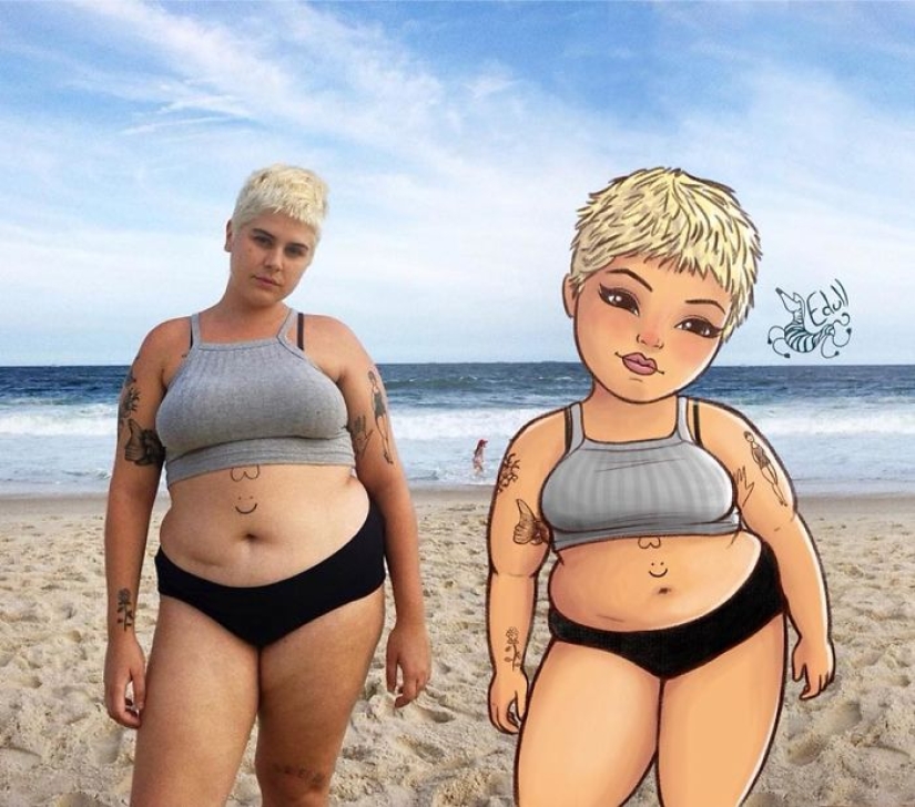 The Brazilian turns curvy girls into sexy toons, calling everyone to a body positive