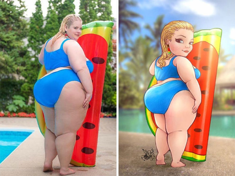 The Brazilian turns curvy girls into sexy toons, calling everyone to a body positive