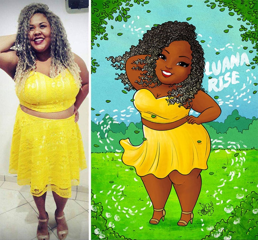 The Brazilian turns curvy girls into sexy toons, calling everyone to a body positive