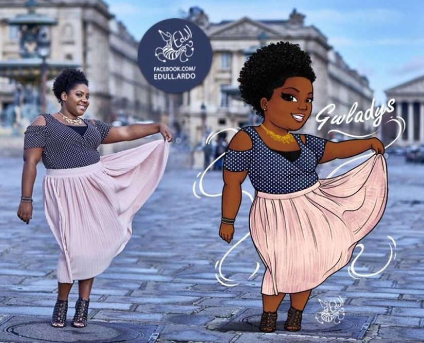 The Brazilian turns curvy girls into sexy toons, calling everyone to a body positive