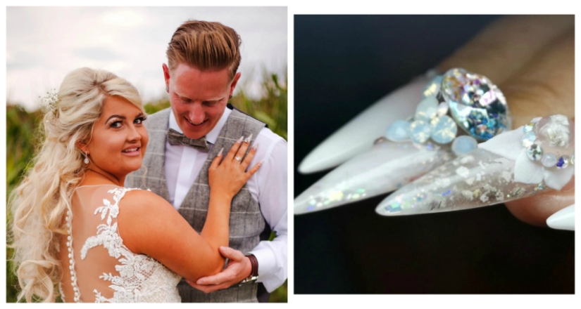 The bride made a wedding manicure with her father's ashes to honor his memory