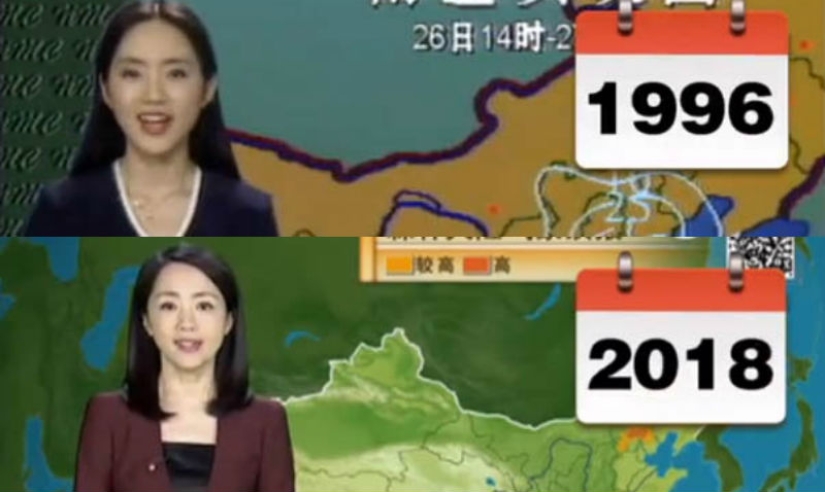 The Chinese woman has been forecasting the weather for 22 years and has not aged a bit during this time
