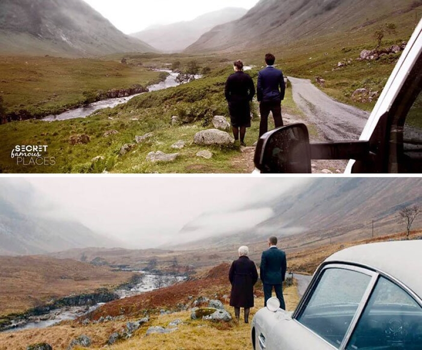The couple travels around the world and recreates scenes from films in the filming locations