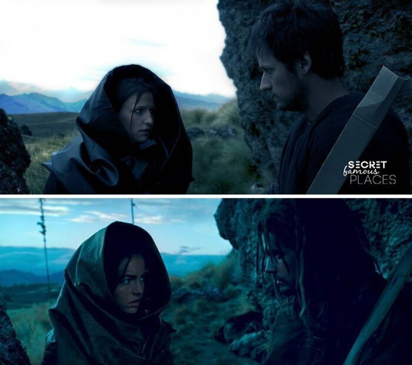 The couple travels around the world and recreates scenes from films in the filming locations