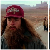 The couple travels around the world and recreates scenes from films in the filming locations