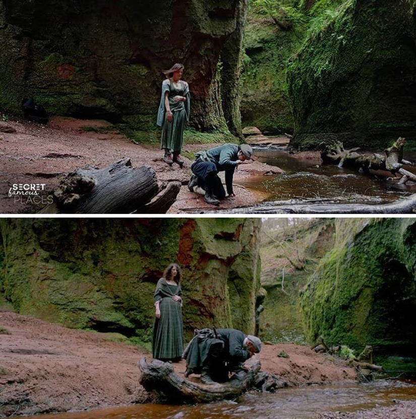 The couple travels around the world and recreates scenes from films in the filming locations