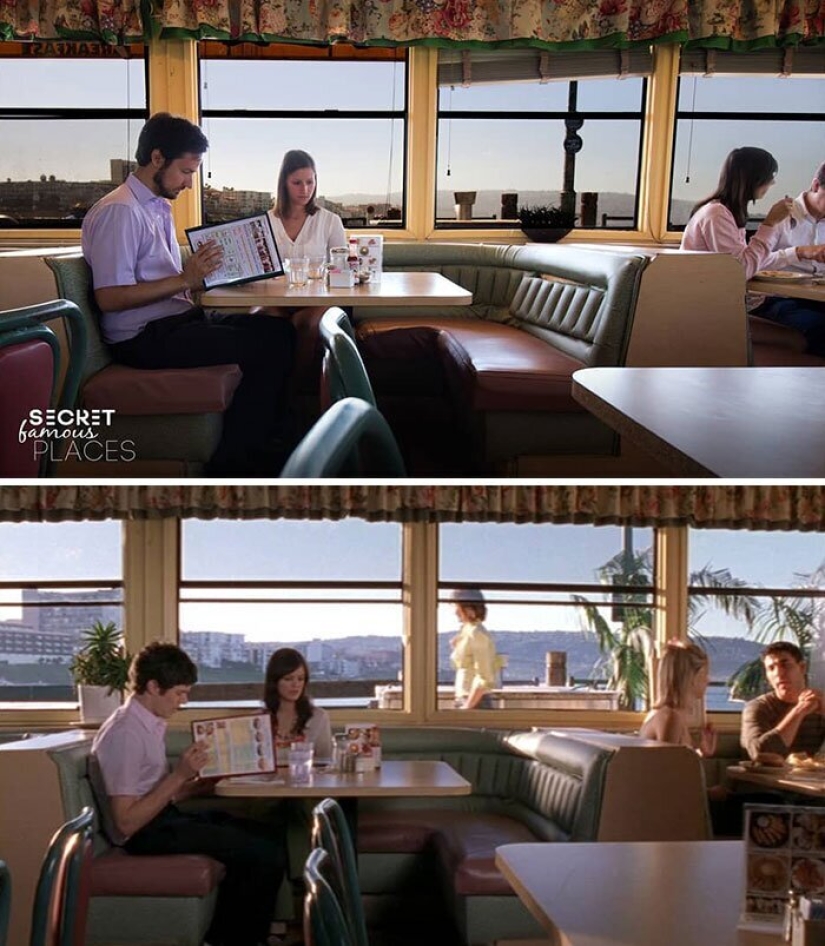 The couple travels around the world and recreates scenes from films in the filming locations