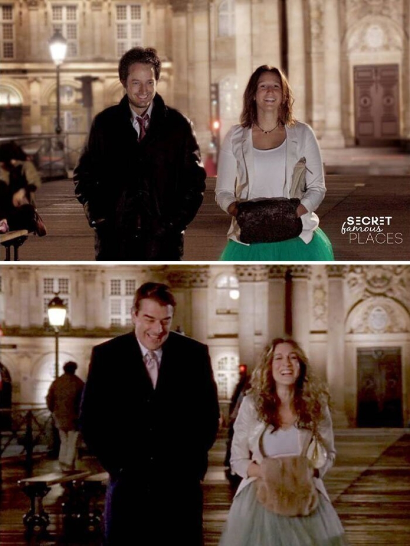 The couple travels around the world and recreates scenes from films in the filming locations