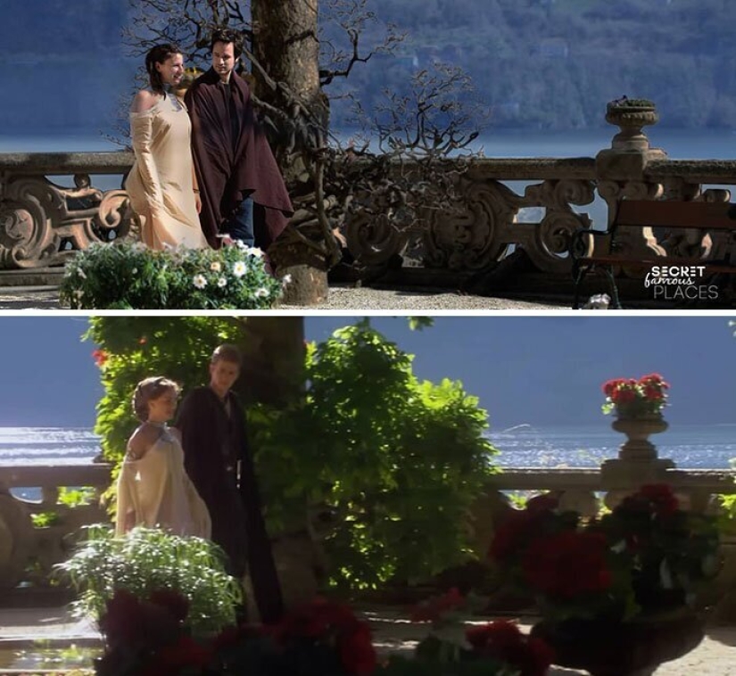 The couple travels around the world and recreates scenes from films in the filming locations