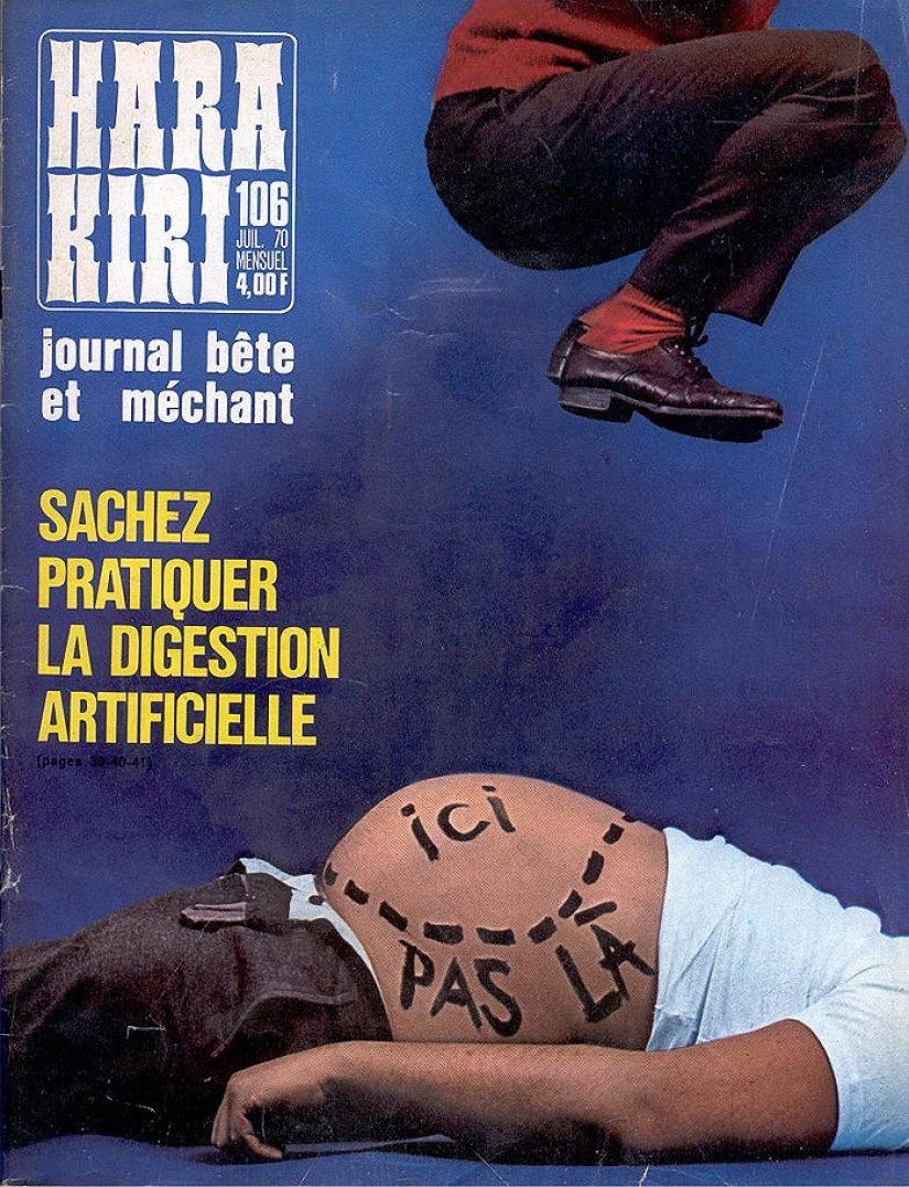 The covers of France's most hooligan magazine of the last century