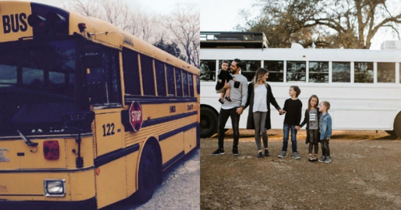 "The family has only become stronger": parents with many children have converted an old school bus into a stylish mobile home