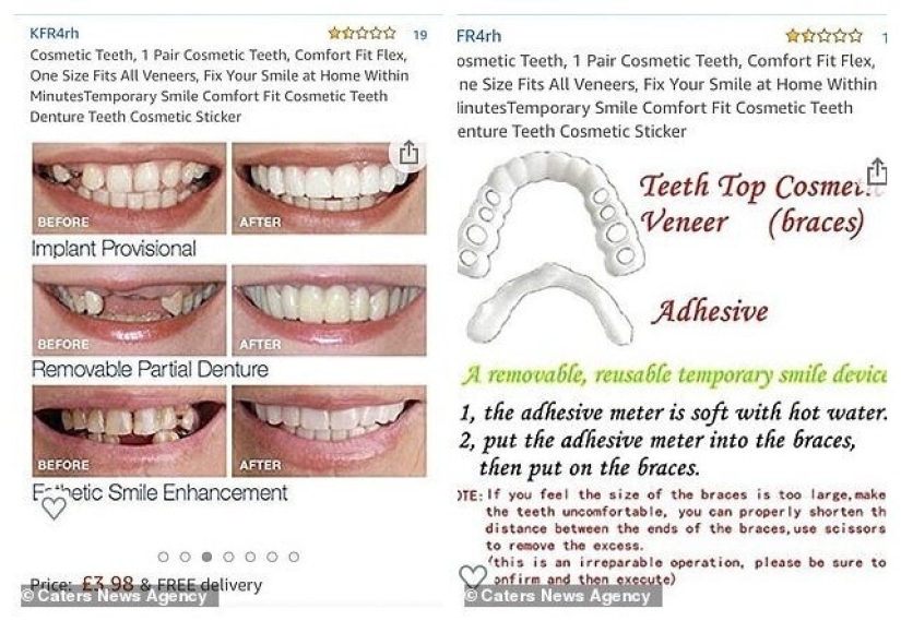 The girl was hysterical when she received a "Hollywood smile" from Amazon