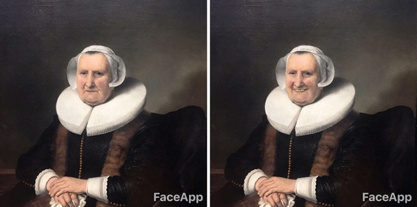 The guy goes to museums and "makes fun" of old portraits using the FaceApp application